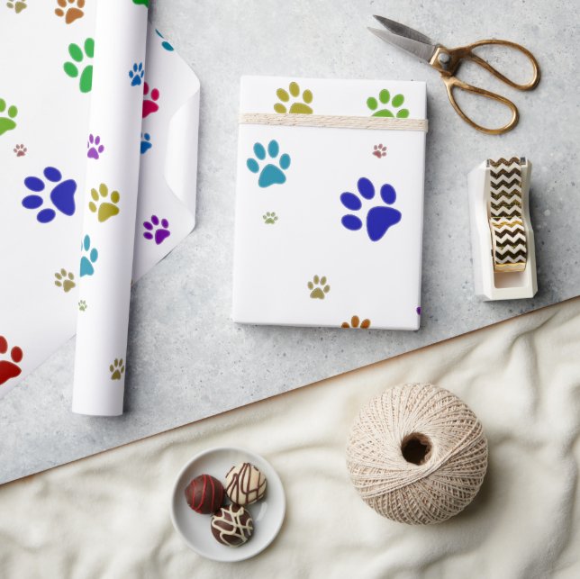 Färgglatt inpackningspapper med djurklövar presentpapper (Hantverk)