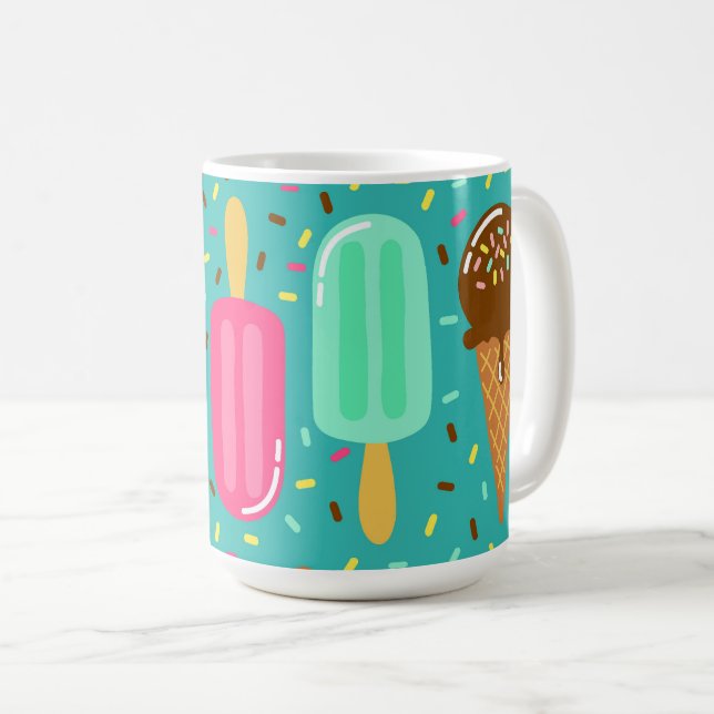 Färgglatt Iscream-mönster Sommar Kaffemugg (Framsida höger)