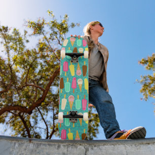 Färgglatt Iscream-mönster Sommar Mini Skateboard Bräda 18,5 Cm