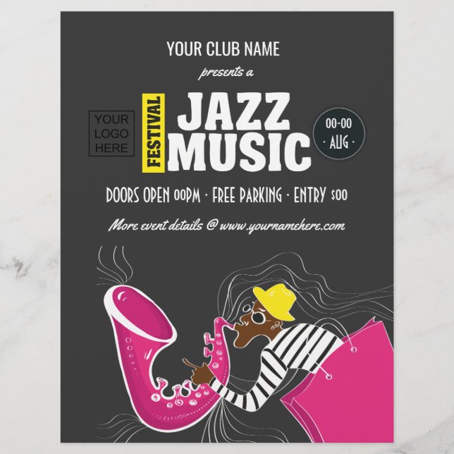 Färgglatt Jazzmusikfestival Reklamblad (Framsidan)