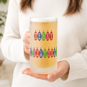 Färgglatt julgransprydnadsfont frostat ölglas