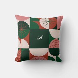 Färgglatt julinspirerat rutnät med högtidsikoner kudde