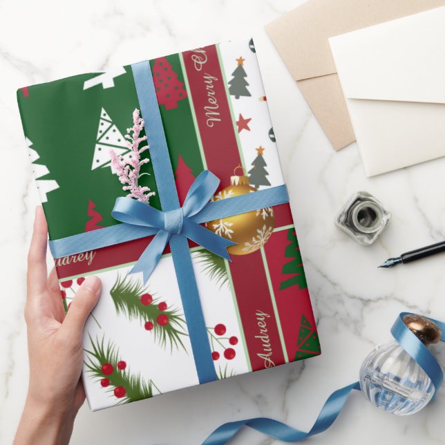 Färgglatt julpapper med text (Gifting)