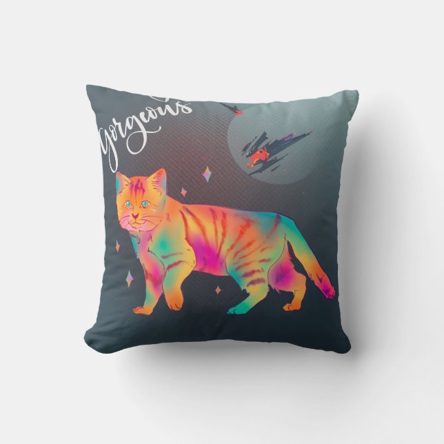 Färgglatt katt clipart kudde (Framsida)