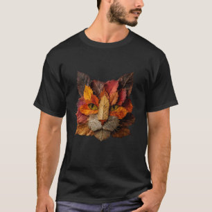 Färgglatt Katt Höstlöv Konstnärlig Djur Kattunge T Shirt