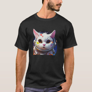 Färgglatt Katt i Rymden Astronaut Katt Sci-Fi Katt T Shirt