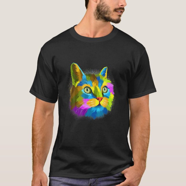 Färgglatt kattunge t shirt (Framsida)