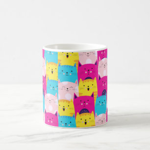 Färgglatt Kawaii sött kattmönster för kattälskare Kaffemugg