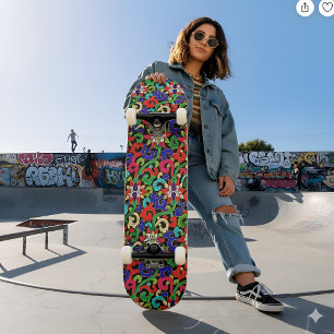 Färgglatt kinesiskt blomster skateboard
