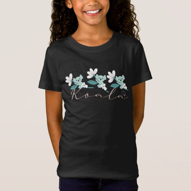 Färgglatt Koalamönster Sött Djur och Blommor T Shirt (Framsida)