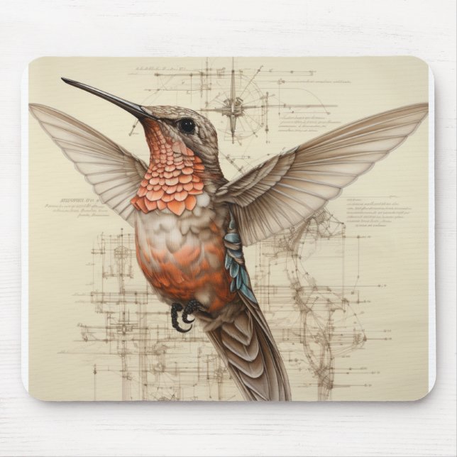 Färgglatt Kolibri Musmattor (Framsidan)