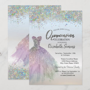 Färgglatt Konfetti  Klänning Quinceañera Inbjudningar