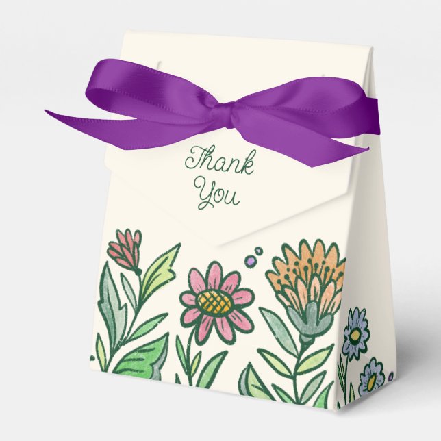 Färgglatt konstnärligt skandinaviskt bröllopsdusch presentaskar (Framsidan Sidan)