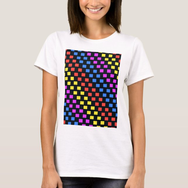 Färgglatt kvadrerar t-shirt (Framsida)