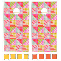 Färgglatt lapptäcke Cornhole-set