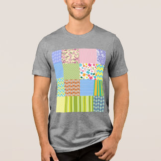 Färgglatt lapptäcke-mönster grafisk t-shirt