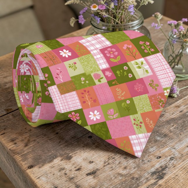 Färgglatt lapptäcks-mönster skräddarsydd slips (Skapare uppladdad)