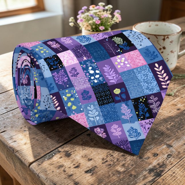 Färgglatt lapptäcks-mönster skräddarsydd slips (Skapare uppladdad)