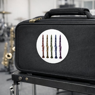 Färgglatt lineup för klarinett Träblås Musikälskar Runt Klistermärke