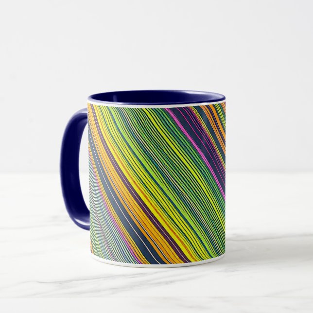 Färgglatt Linjemönster Kaffe Mugg (Framsida vänster)