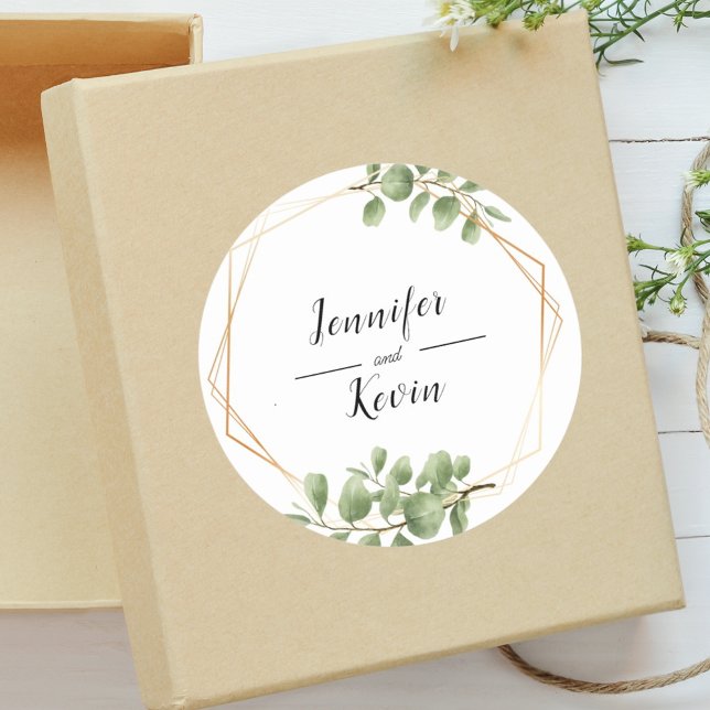 Färgglatt Liten Botanisk Blad Bröllopspresent Runt Klistermärke (Colorful botanical wedding sticker adds dainty floral charm to personalized favors.)