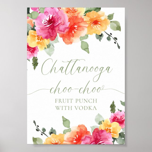 Färgglatt ljust blommande fruktpunch poster (Framsidan)