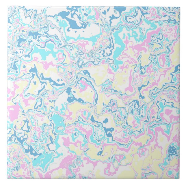 Färgglatt Ljust Pastell Groovy Boho Abstrakt Marmo Kakelplatta (Framsidan)