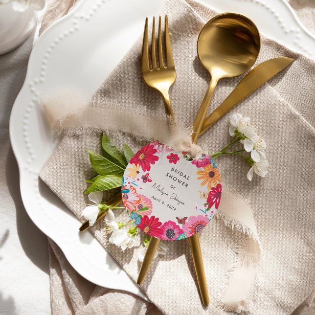 Färgglatt Ljust Vildblomma Bröllopsdusch Gåvor Etiketter (Colorful Bright Wildflower Bridal Shower Favor Tags)