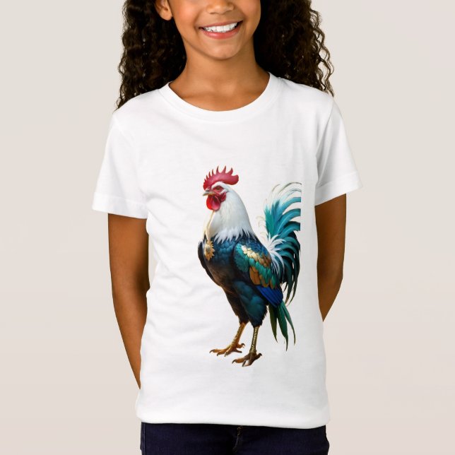 Färgglatt Majestätisk Tupp Barn T-Shirt (Framsida)