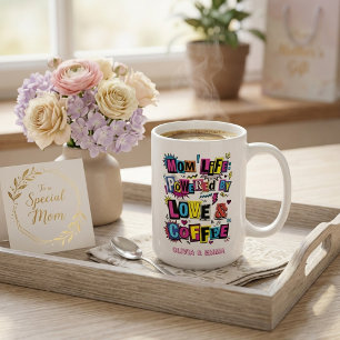 Färgglatt mammaliv drivet av kärlek och kaffe-pres kaffemugg