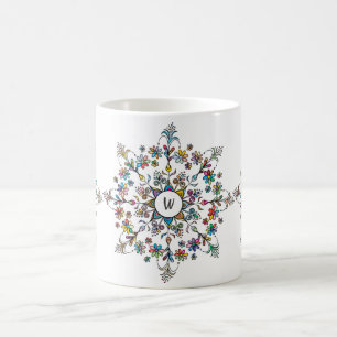 Färgglatt Mandala Monogram Kaffemugg