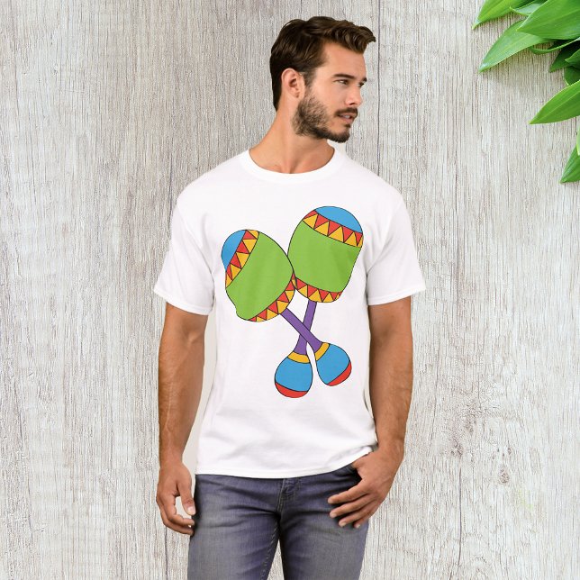 Färgglatt Maracas Fiesta Musik T Shirt (Skapare uppladdad)