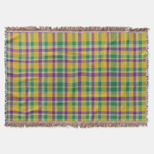 Färgglatt Mardi Gras-gingham-mönstrat Filt (Framsidan)