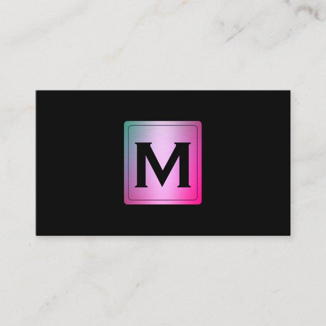Färgglatt metalliskt märke med monogram visitkort (Framsida)