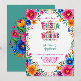 Färgglatt mexikanskt blomsterfirande bröllop inbjudningar