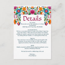 Färgglatt mexikanskt fiesta blomsterbroderi bröllo