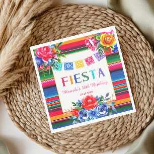 Färgglatt mexikanskt Serape & blomsterfirande föde Pappersservett