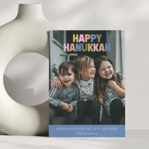Färgglatt modern Hanukkah-hälsning 2 Foto Julkort