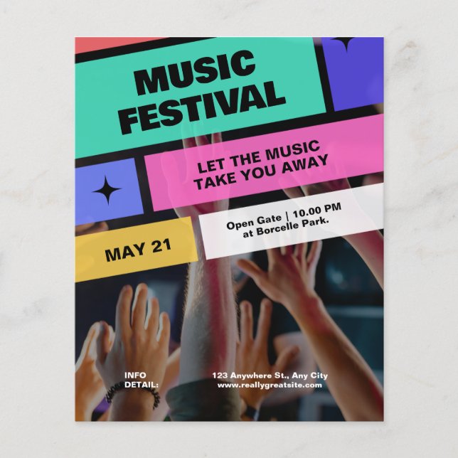Färgglatt Modern Musikfestival, Musikalisk Fest  Flygblad (Framsidan)