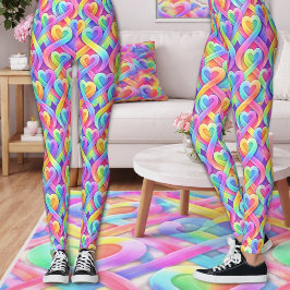 Färgglatt Modernt Hjärtmönster Alla Hjärtans Dag Leggings
