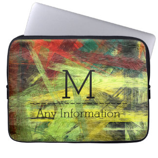 Färgglatt Modernt Trästruktur Monogram #2 Laptop Sleeve