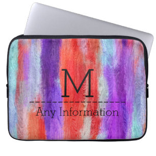Färgglatt Modernt Trästruktur Monogram #6 Laptop Sleeve