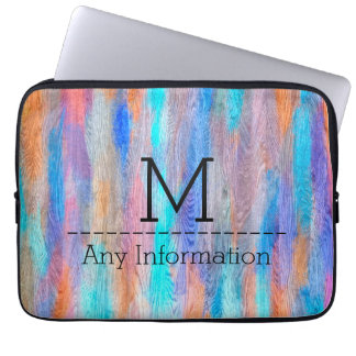 Färgglatt Modernt Trästruktur Monogram #8 Laptop Sleeve