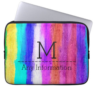 Färgglatt Modernt Trästruktur Monogram #9 Laptop Fodral