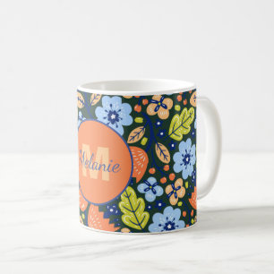 Färgglatt Modernt Vackert Blommönster Personligt Kaffemugg