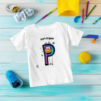 Färgglatt Monogram P – Rollig och Anpassningsbar D T Shirt