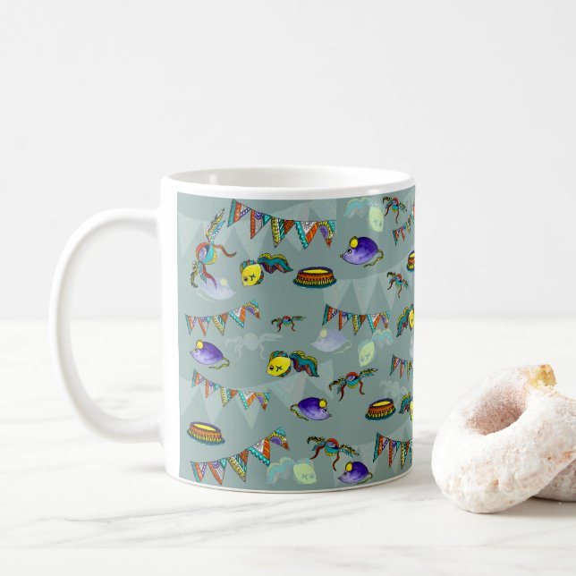 Färgglatt mönster för katter kaffemugg (Med munk)
