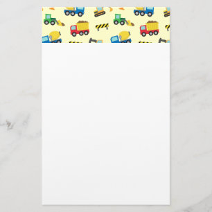 Färgglatt Mönster med Byggnadsfordon för Pojkar Brevpapper
