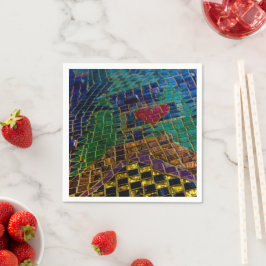 Färgglatt mosaik med rött hjärta pappersservett