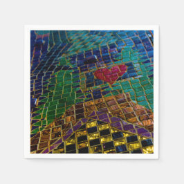 Färgglatt mosaik med rött hjärta pappersservett